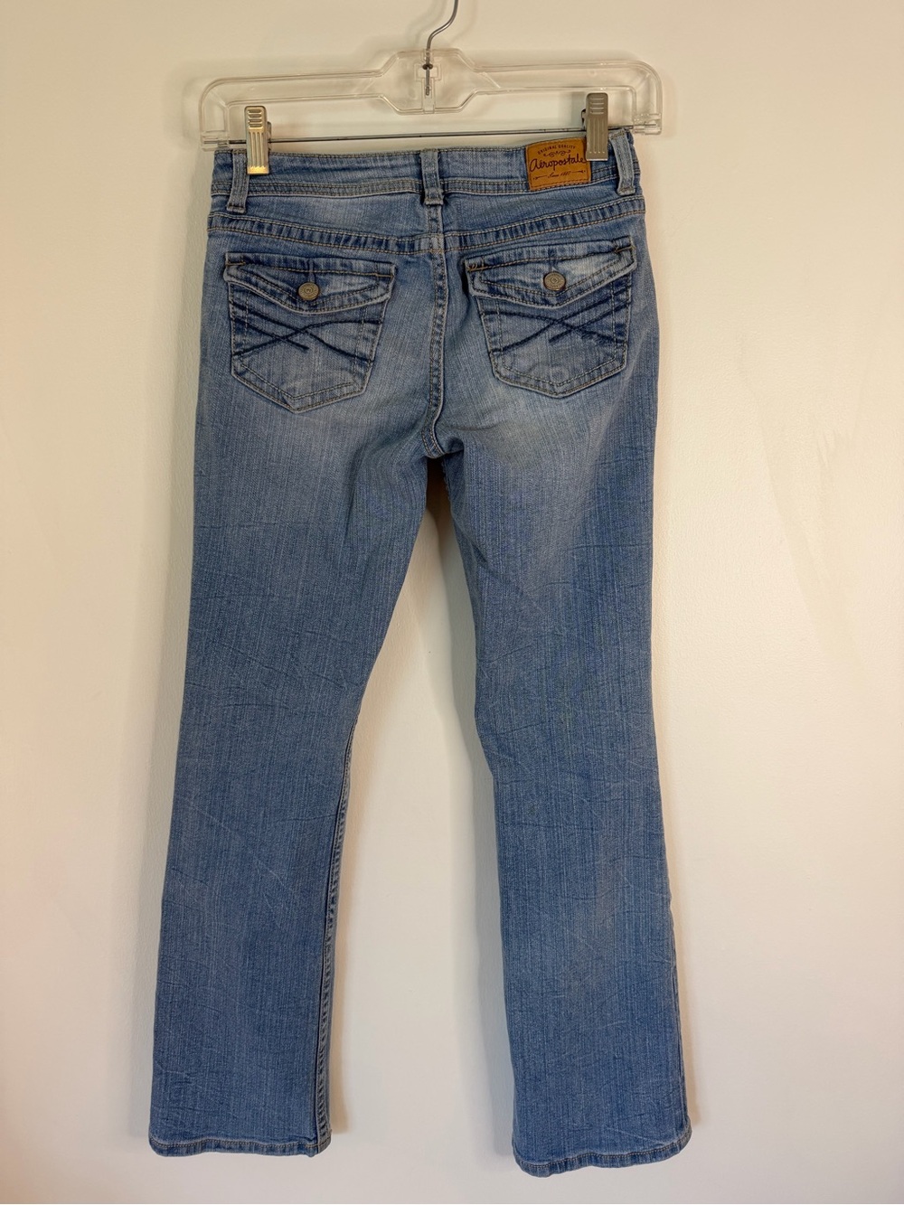 Aeropostale Women's Light Blue Distressed Bootcut Jeans Size 0 light wash holes - Picture 4 of 10